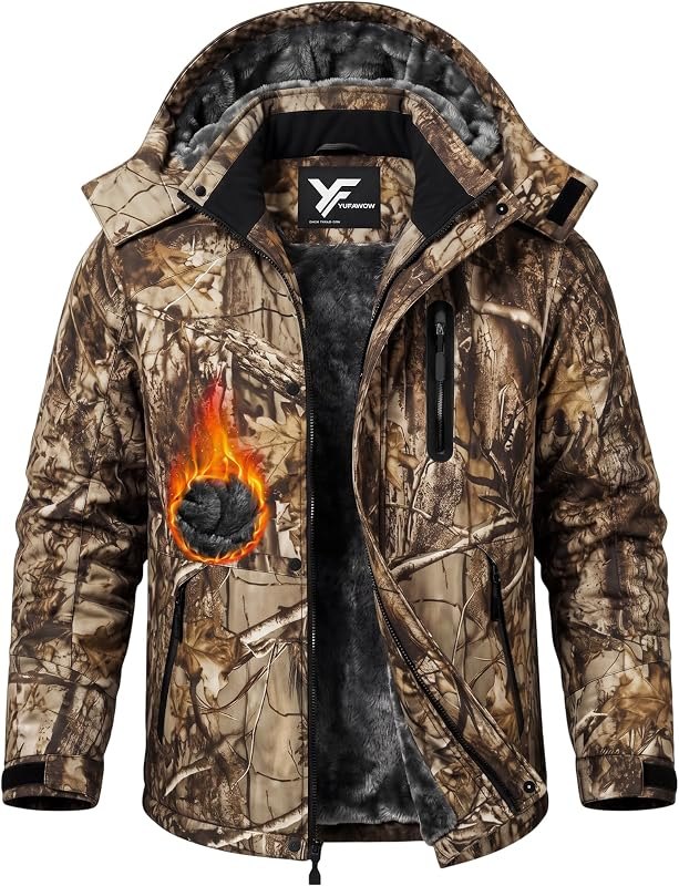 Magnetic Placket No Fumbling Just Snap Men Winter Jacket Skiing Jacket Insulated Fleece Lined Waterproof Windbreaker