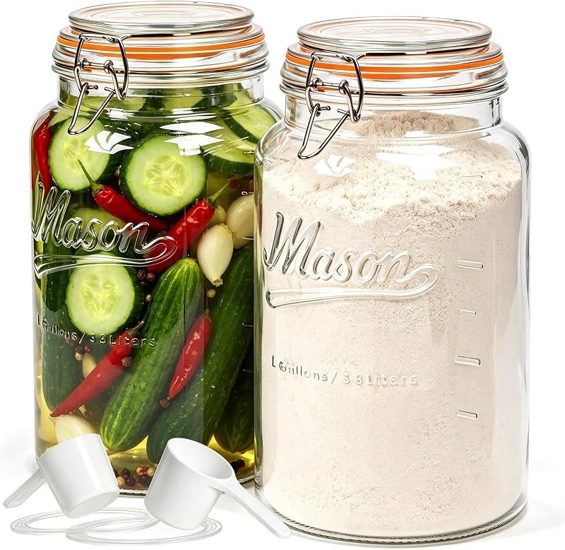 1 Gallon Glass Mason Jars with Airtight Lids, 2 Pack — airtight pantry jars for airtight pantry jars