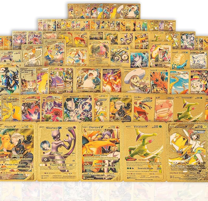 55 PCS Gold Foil Cards Pack with Deck Box — best Pokémon 30th Anniversary Tradin for pok mon 30th anniversary