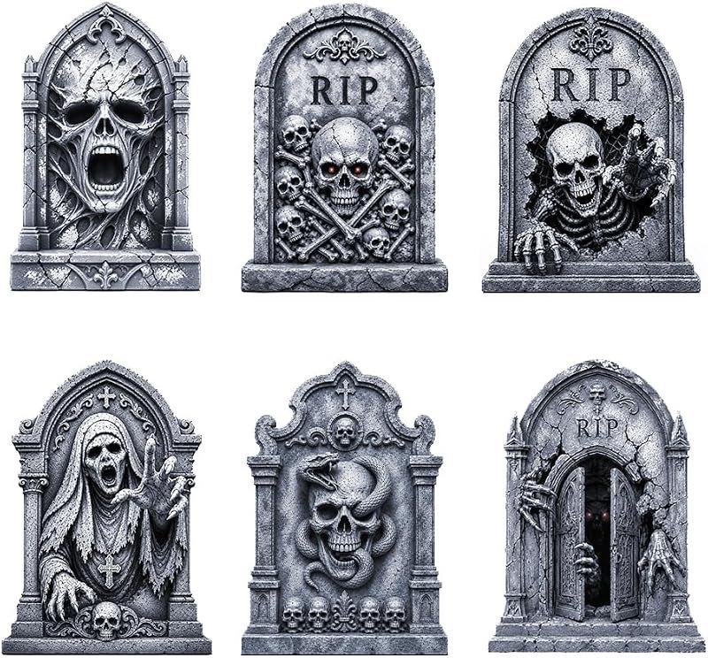 6 PCS Halloween Tombstone Decorations, DIY Graveyard Yard Signs