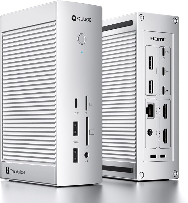 CORE 2 Thunderbolt 5 Dock, 14-in-1 TB5 Docking Station, Silver Metal — MacBook Pro 14 dock for macbook pro dock