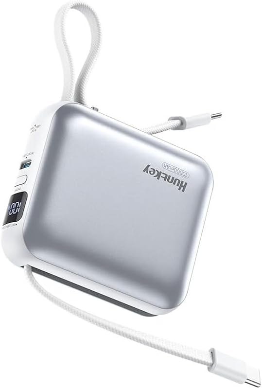 L23 Mini Portable Charger, 10000mAh Ultra-Compact Power Bank, 22.5W PD Fast Charging, Tpye-C Built-in Cable, Travel
