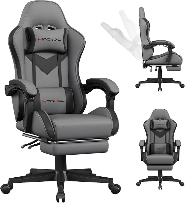 Gaming Chair Ergonomic Gamer Computer Office Chair,Footrest Lumbar Support — leatherette gaming chair for leatherette