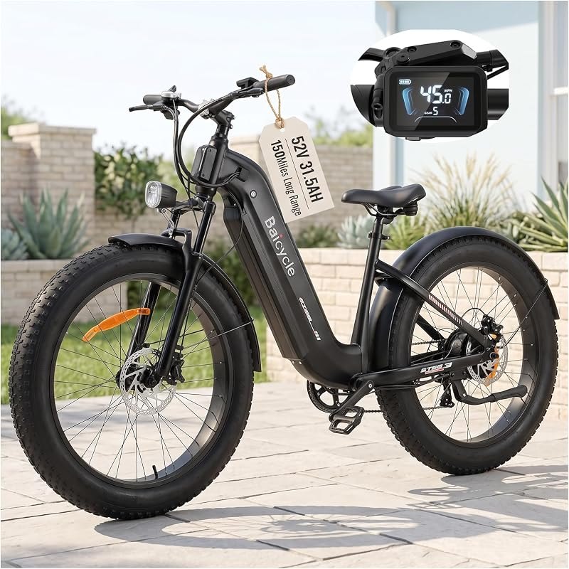 45MPH Electric Bike for Adult, 4000W Step Through Ebike, 52V 31.5AH Battery