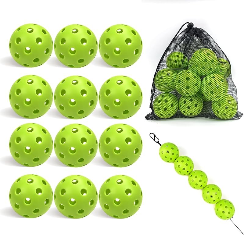 40 Hole Outdoor Pickleball Balls,High Bounce Visibility Durable Pickleballs — Pickleball Ball Pack for pickleball ball