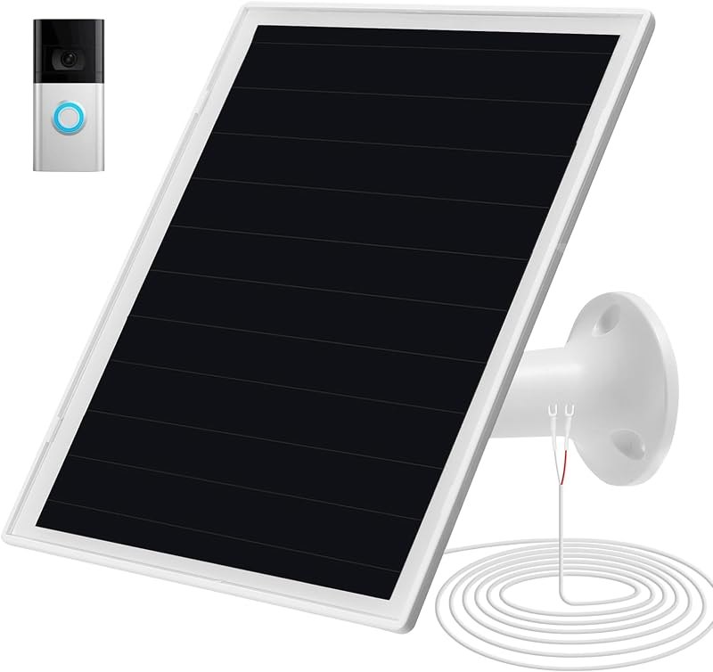 Solar Panel Charger for Ri ng doorbell Camera, Compatible with Ring Video Doorbell 3/3+/4, Battery Video Doorbell