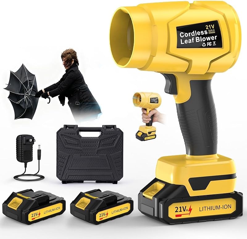Handheld 21V Cordless Leaf Blower, 990000 RPM, 2 Pack 6.0Ah Batteries — cleaning Leaf Blower for cleaning leaf blower