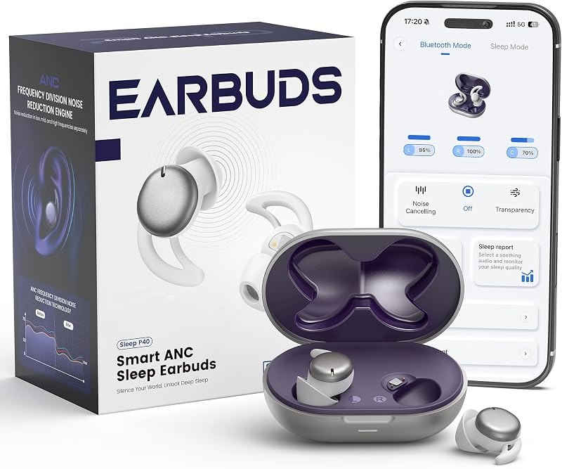 Sleep Earbuds for Side Sleepers, Bluetooth 5.4 Sleep Headphones with ANC — side sleeper earbuds for side sleeper earbuds