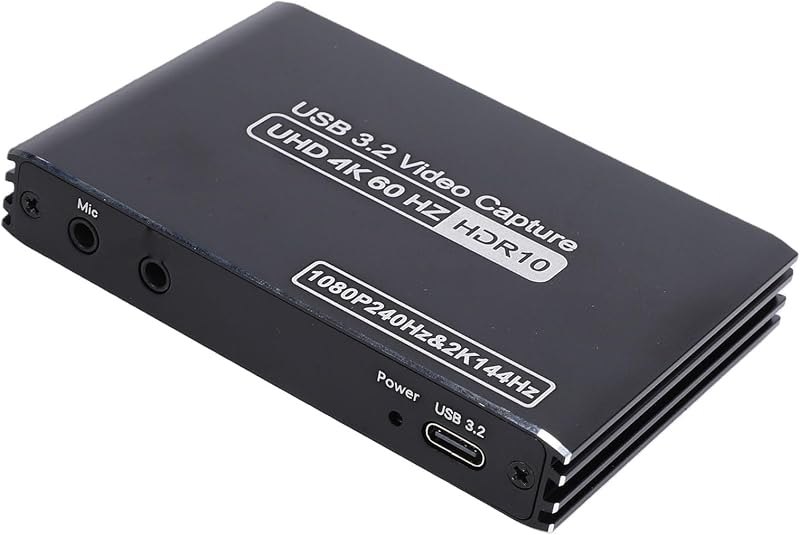 4K 60Hz HDMI Capture Card with Loop Out, USB 3.2 Aluminum Alloy Video Capture Device, HDR VRR Passthrough for