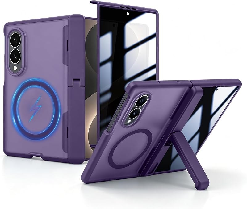 for Samsung Galaxy Z Fold 8 Case with Invisible Kickstand Purple — galaxy z fold 8 folio for galaxy fold folio