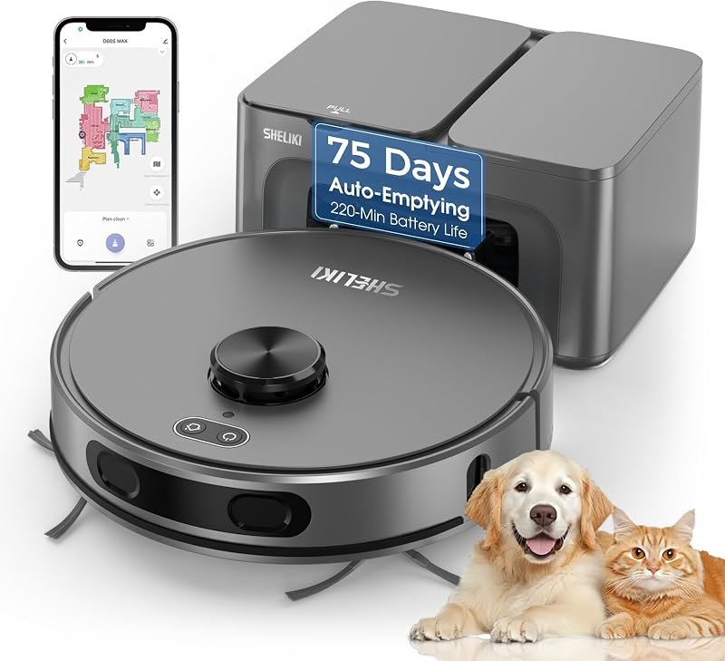 Robot Vacuum and Mop Combo, Mapping Robotic Vacuums Cleaner with 75 Days Self-Emptying, LiDAR Navigation Smart &