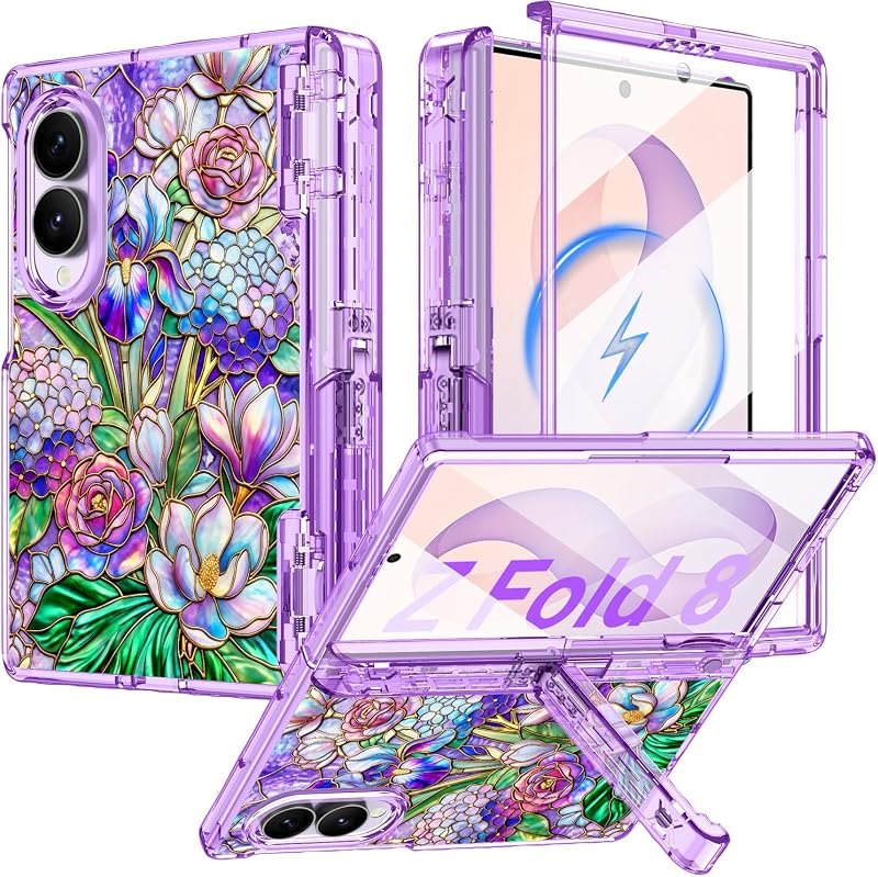Lamcase for Samsung Galaxy Z Fold 8 Case with [Hidden Kickstand] [Compatible with MagSafe] [9H Tempered Glass Screen