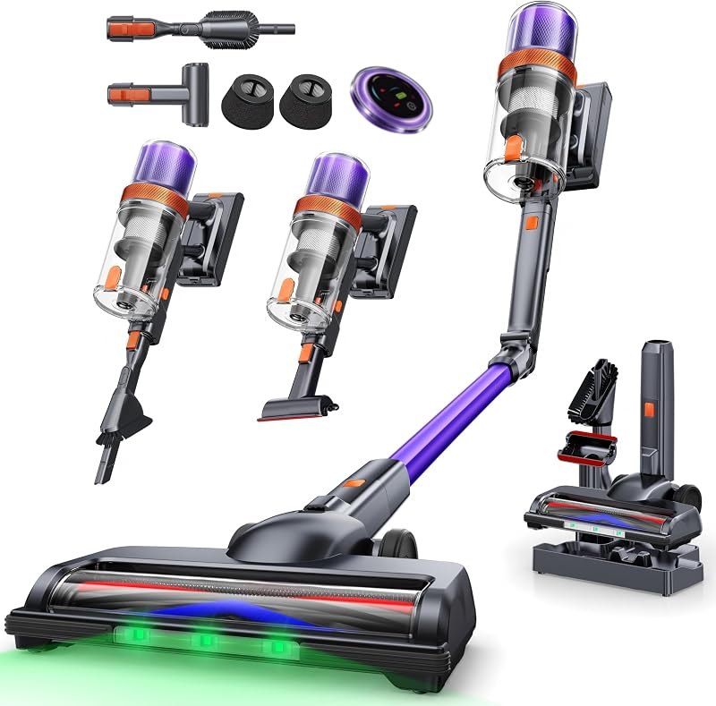 INTETURE Cordless Vacuum Cleaner, 650W 55KPA 90Mins Runtime, 270° Flexible — best hardwood floor cordless vacuum for