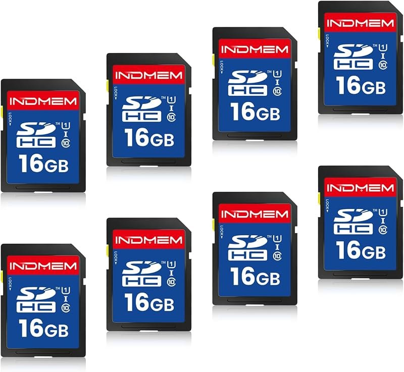 SD Card 16GB, 8-Pack UHS-I Class 10 MLC Flash Memory Card, High-Speed Secure Digital Cards for Cameras, DSLR, Action