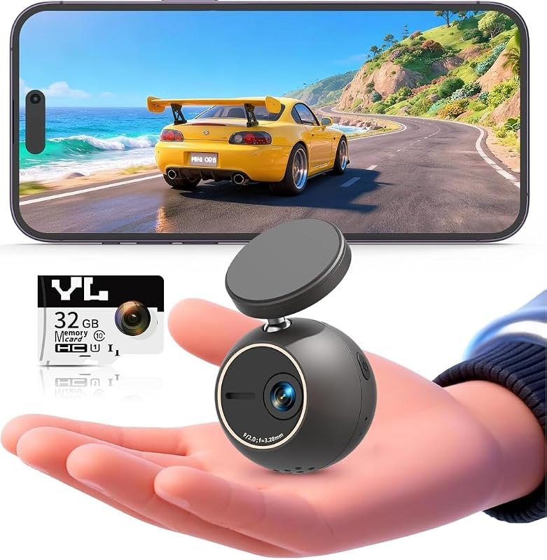 KAWA Dash Cam 2K, Mini Spherical with Voice Control & WiFi Car Camera — mini dash cam for mini dash cam
