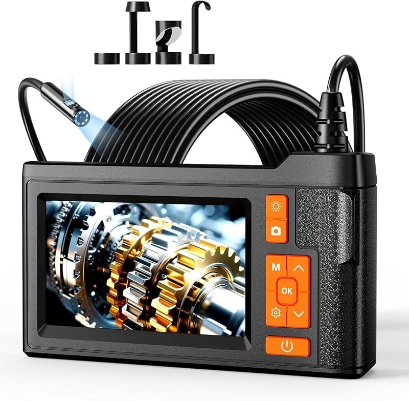 Dual Lens Borescope Inspection Camera, 4.3" HD Screen 1080P Photo Video — septic tank inspection camera for septic