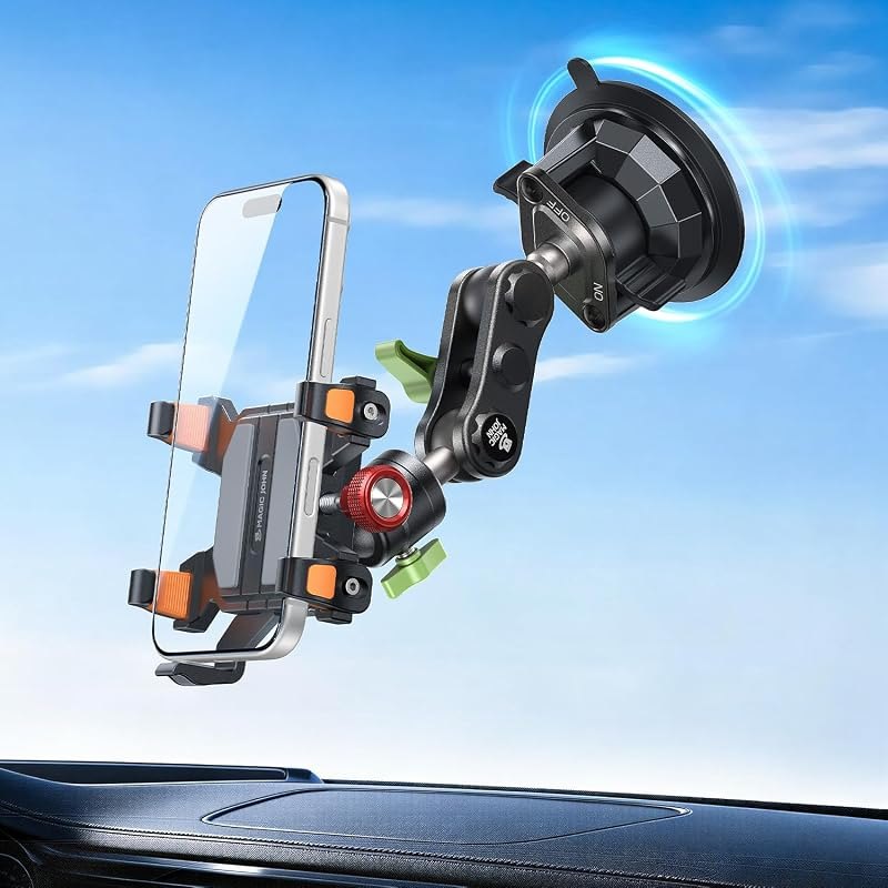 MAGIC JOHN Metal Car Phone Holder 360° Rotation Suction Mount Windshield — best car phone mount for car phone mount