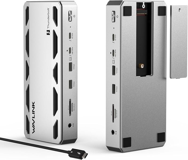 WAVLINK Thunderbolt 5 Dock, 13-in-1 TB5 Docking Station with NVMe M.2 — best docking station kensington for docking