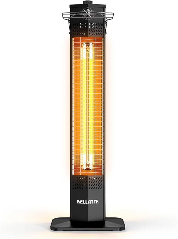 Patio Heater for Outdoor Use, 1500W 36-inch Infrared Electric Heater, Instant Heating, 3 Levels, Tip-Over & Overheat