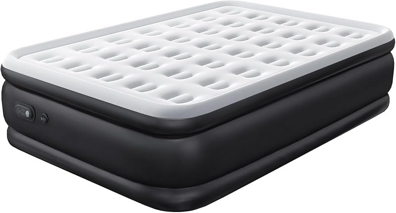 NEWBULIG Queen Air Mattress with Built in Pump, 16 inch Raised Inflatable Flocked Surface Air Bed 440 lbs Weight