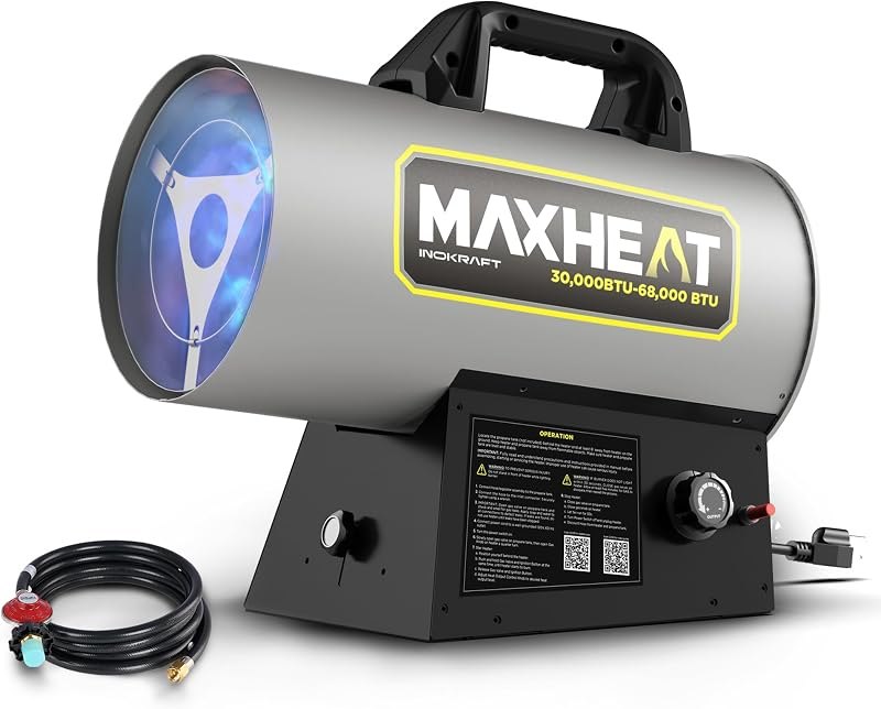 InoKraft MAXHEAT MH68 68,000 BTU Forced Air Propane Heater, Torpedo Heater — portable propane heater for portable