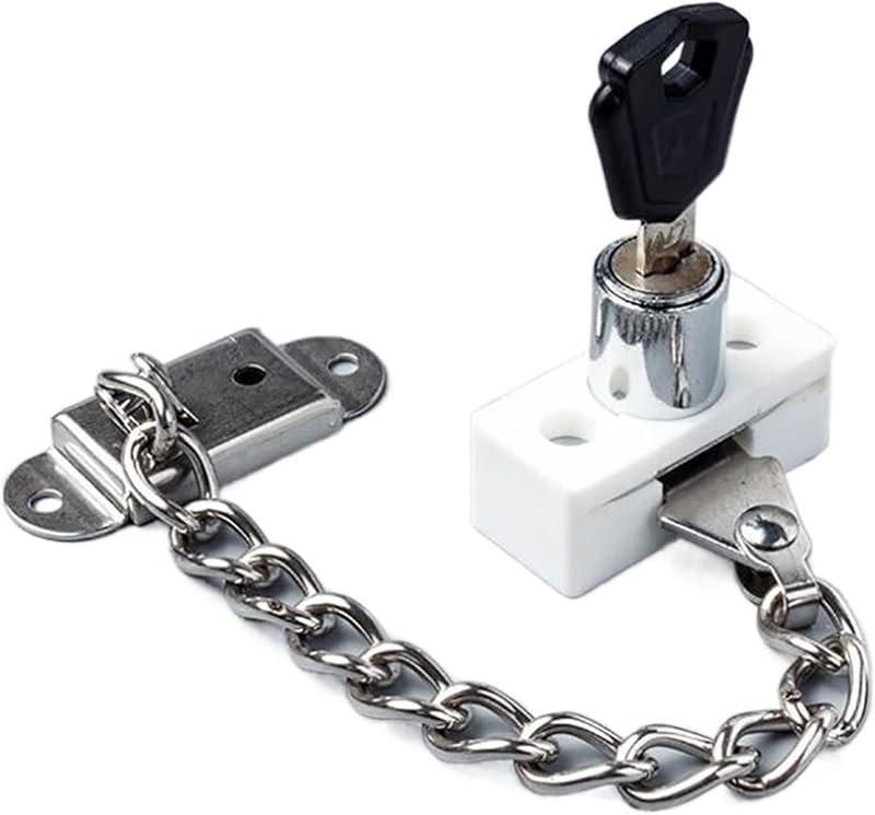 Zinc Alloy Window Chain Lock, Guard Door Safety, with Key, Used for Anti-Theft Household Hardware of Casement Latch —