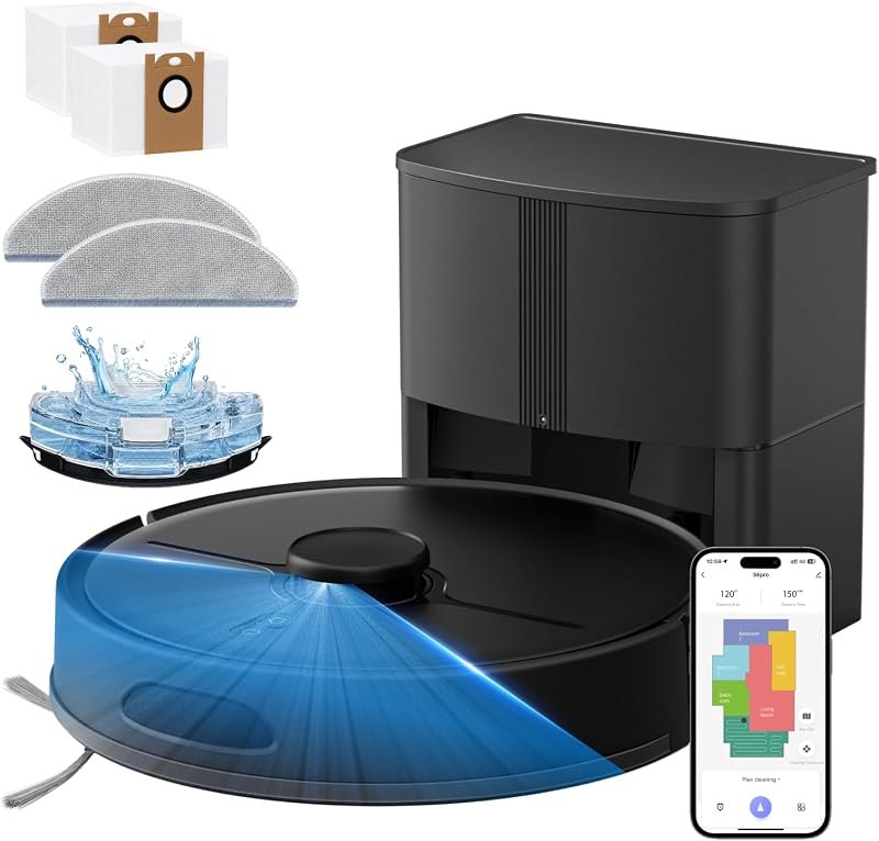 Robot Vacuum and Mop, 8000Pa, Up to 70-Day Self-Emptying Station — robot vacuum self empty base for robot vacuum self