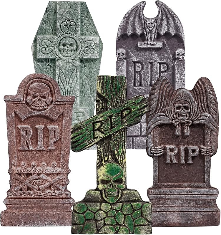 17” Halloween Foam RIP Graveyard Tombstones 5 Pack, Halloween Decorations — halloween tombstone for halloween tombstone