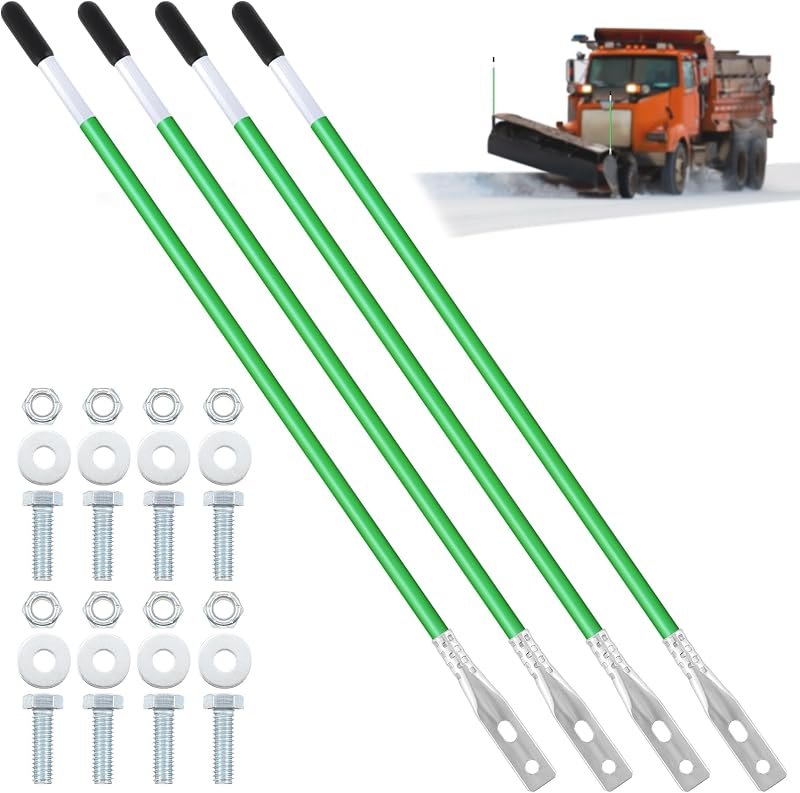 Lasnten 4 Pcs 27 Inch Snow Plow Markers, Green, Reflective Guides for ATV — snow plow blade for snow plow blade