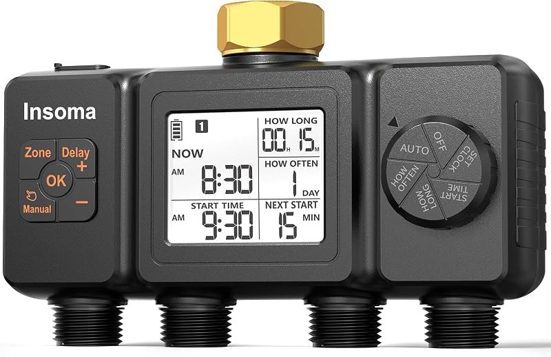 Insoma Water Timer, 4 Independent Zones Hose Timer for Garden Faucet — hydroponics hydroponic timer for hydroponics
