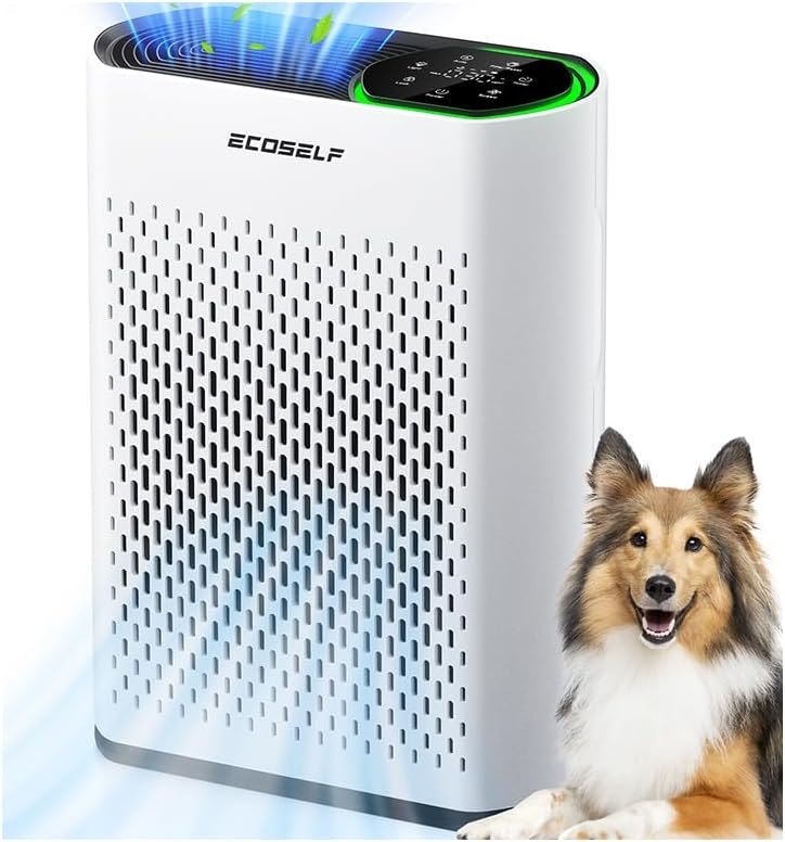 Air Purifier for Large Room, Cleans 2,400 ft² in 30 Mins, 3-Stage True HEPA, 360° Airflow, Large Touch Display