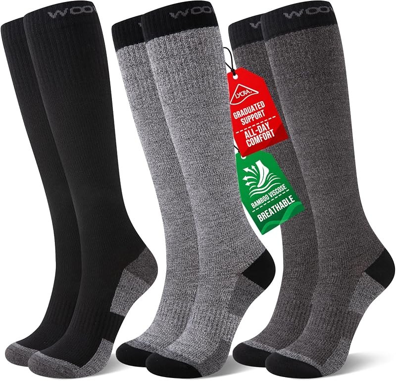 Compression Socks for Women & Men, 15-20mmHg Bamboo Viscose Knee High Socks — varicose vein compression socks for