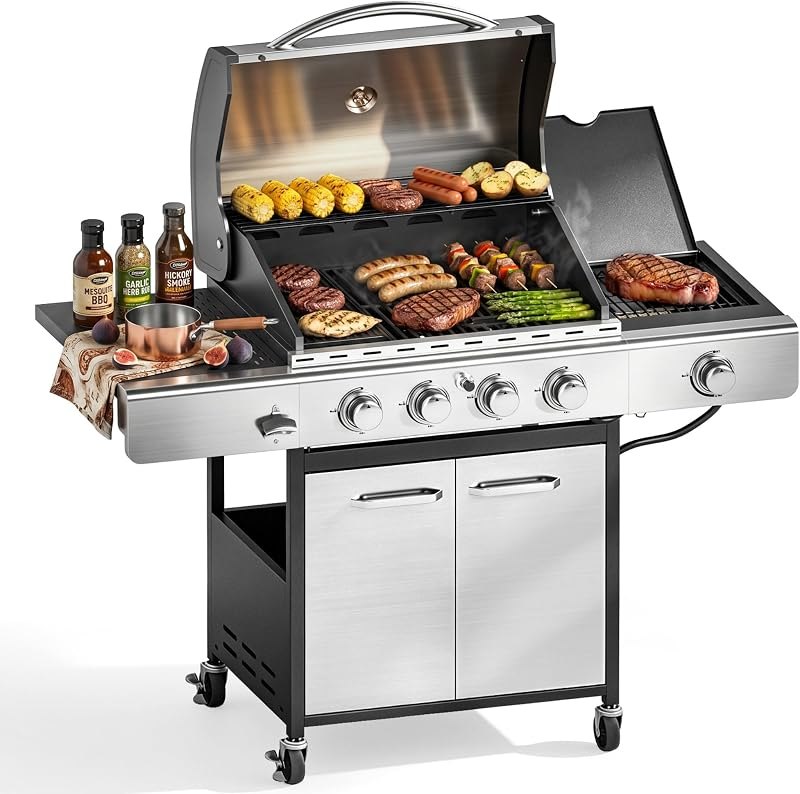 Captiva Designs 4 Burner Propane Gas BBQ Grills with Infrared Sear Burner