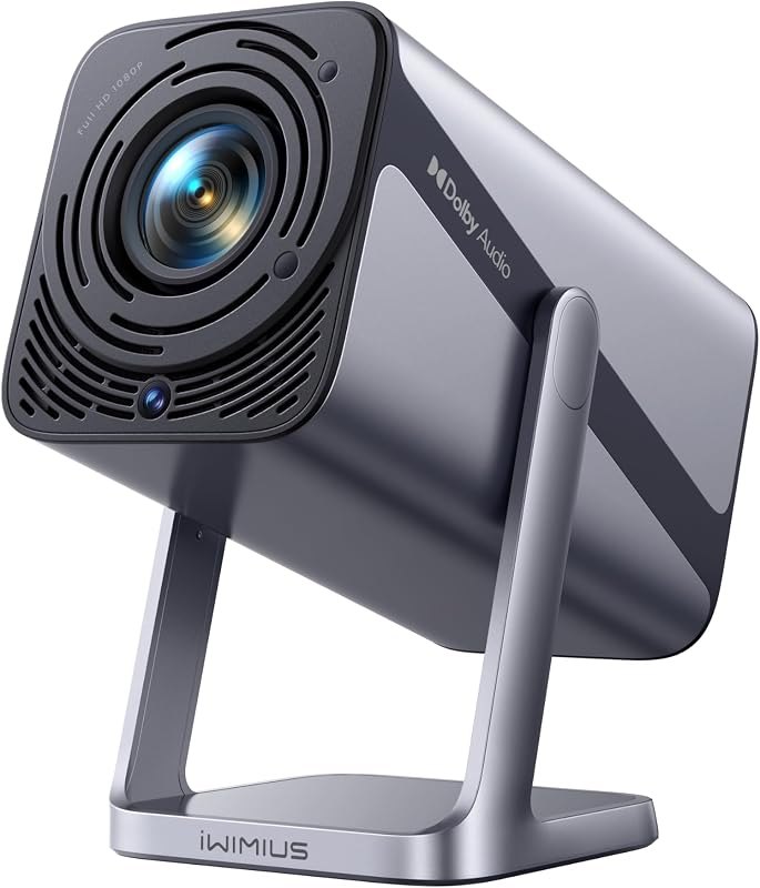[4K Support/Auto Focus/360°Adjustable Stand]Smart-Mini-Projector with WiFi 6 and Bluetooth5.2, Native 1080P Portable