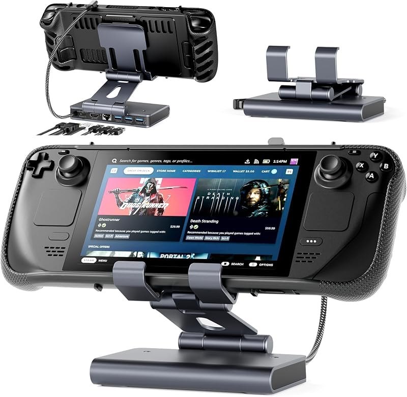 6-in-1 Gaming Docking Station for Steam Deck, Adjustable Stand with 4K@60Hz HDMI, Gigabit Ethernet, USB-A 3.0 Ports &