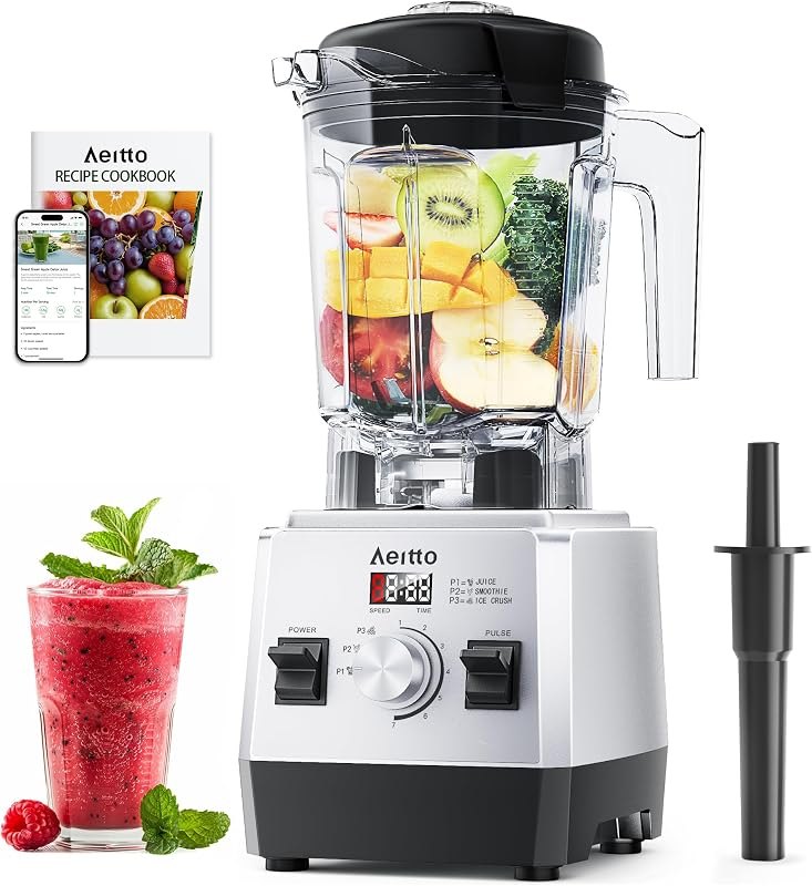 Aeitto Blenders for Kitchen with 68Oz. Jar, 1800W Max Power Smoothie Blender, 3 Preset Programs & 7 Speeds