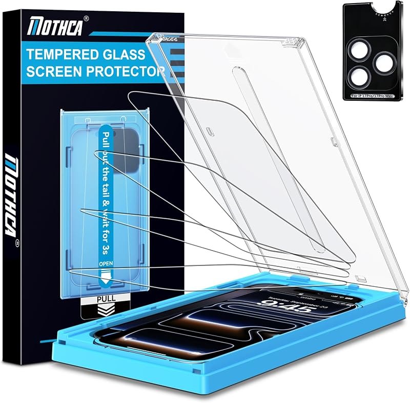 Mothca 4 Pack HD Glass Screen Protector for iPhone 17 Pro Max 6.9 Inch — screen protector for iphone pro max screen