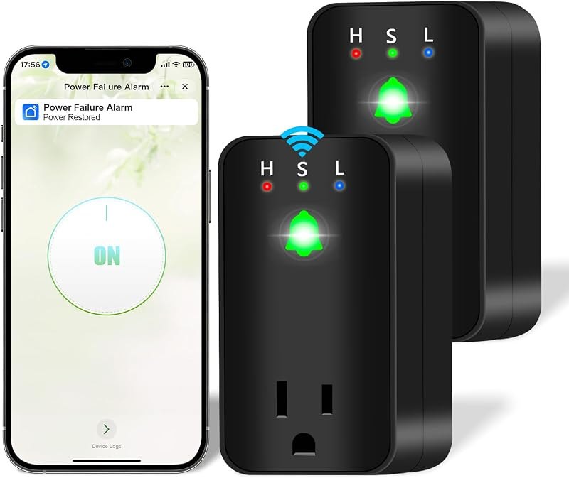 2 Pack Power Failure Alarm with WiFi Notification, Smart Power Outage Alarm — Smart Weather Alert System for smart