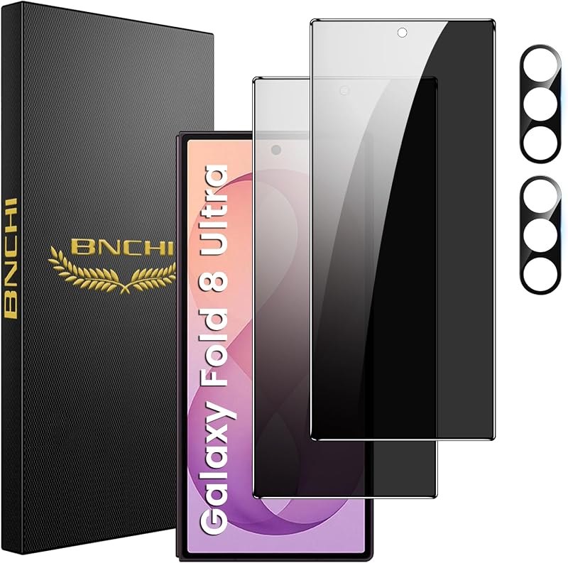 2+2 Pack for Samsung Galaxy Z Fold 8 Ultra 5G Privacy Screen Protector with Camera Lens Protector, Anti-Spy Tempered