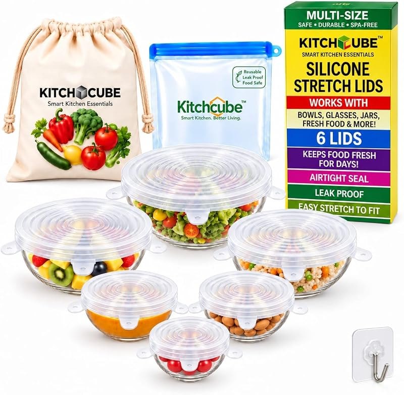 Silicone Lids for Food Storage, Reusable Silicone Stretch Lids for Bowls, Silicone Covers for Bowls & Containers