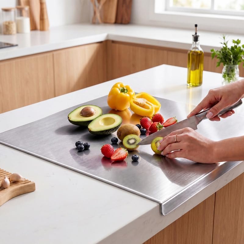 Titanium Cutting Boards for Kitchen, Pure Titanium Cutting Board, Dishwasher Safe Non-Slip Chopping & Kneading Board