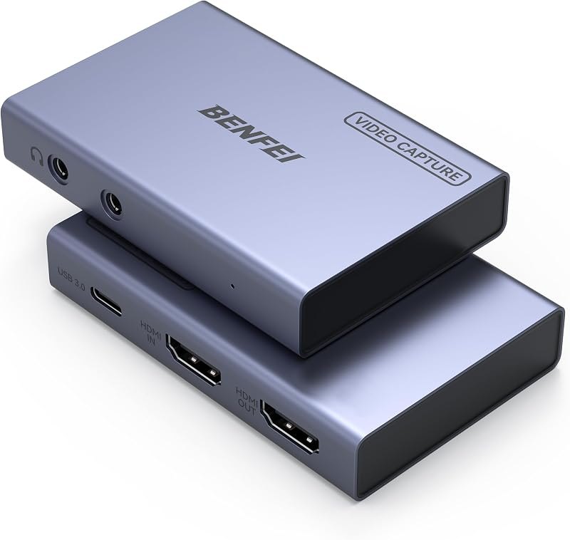 BENFEI 4K@60Hz HDMI to USB-C Video Capture Card with Loop Out, 1080P 60FPS Low Latency Game Capture Device for