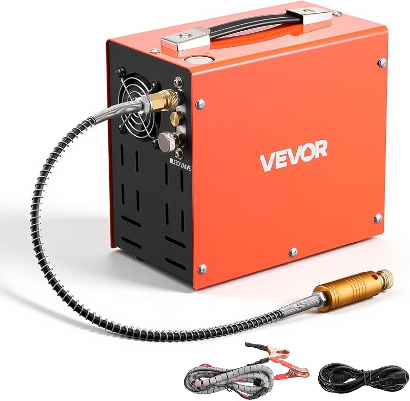 VEVOR PCP Air Compressor 4500PSI PCP Airgun Compressor & External Converter, Manual Stop 350W DC12V/AC120V Portable