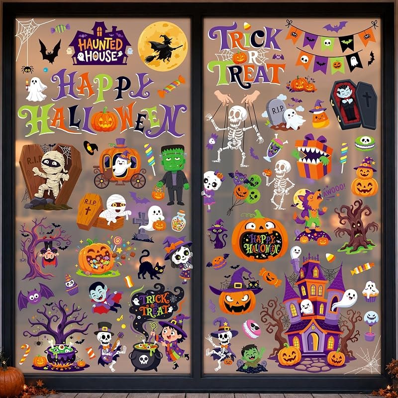 Halloween Window Clings, Halloween Stickers for Halloween Decorations Indoor, Halloween Window Decorations for Treat
