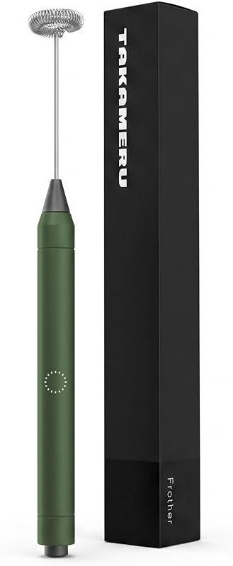 Handheld Milk Frother for Coffee, Lattes & Matcha, Electric Drink Mixer, Forest Green — espresso milk frother for