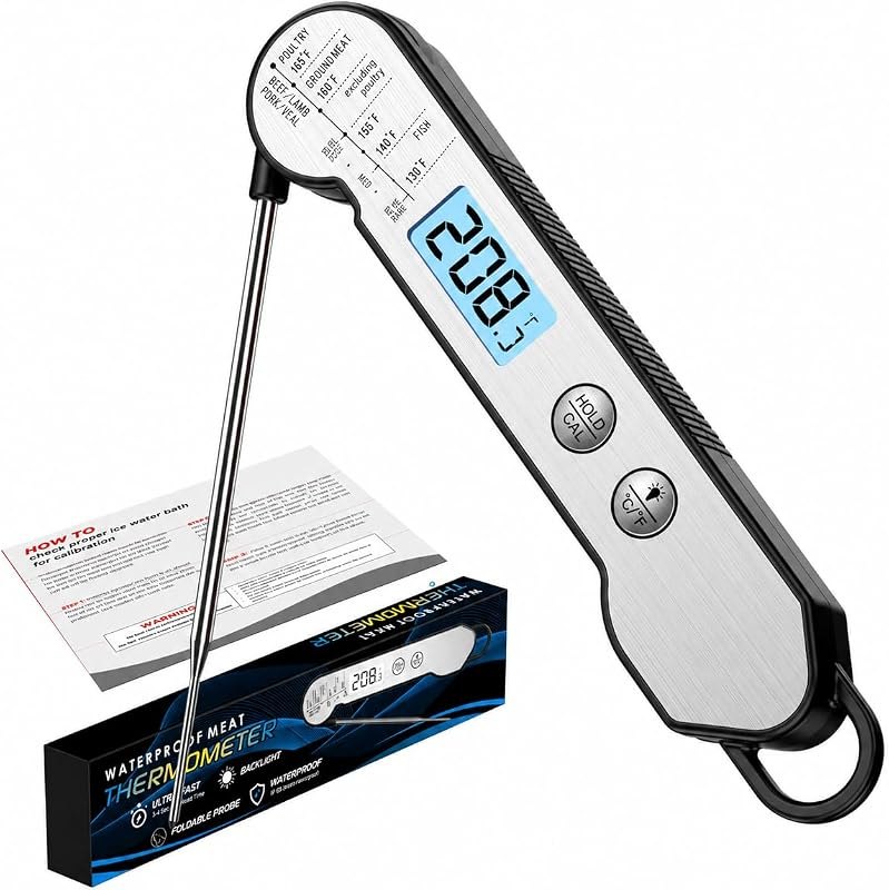 Meat Thermometer Digital, 1 Sec Instant Read, IP67 Waterproof, Backlit — best canning thermometer for canning