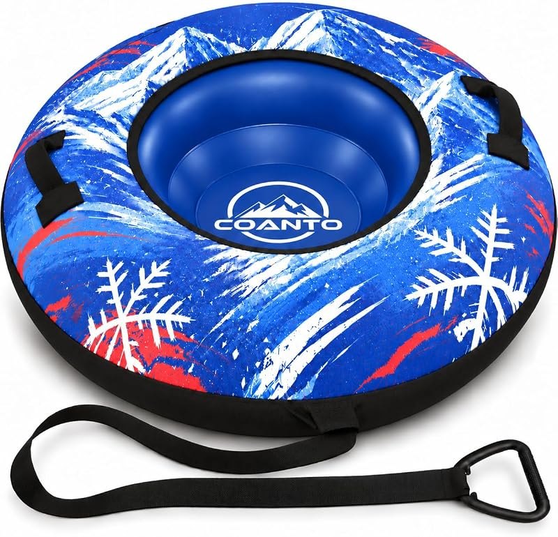 48'' Heavy Duty Snow Tube for Kids & Adults, Inflatable Snow Sled