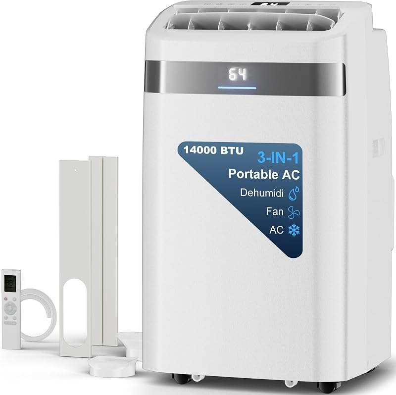 AKIRES Portable Air Conditioners,14,000 BTU Air Conditioner for Bedroom with Remote Control,Portable AC Unit With Fan