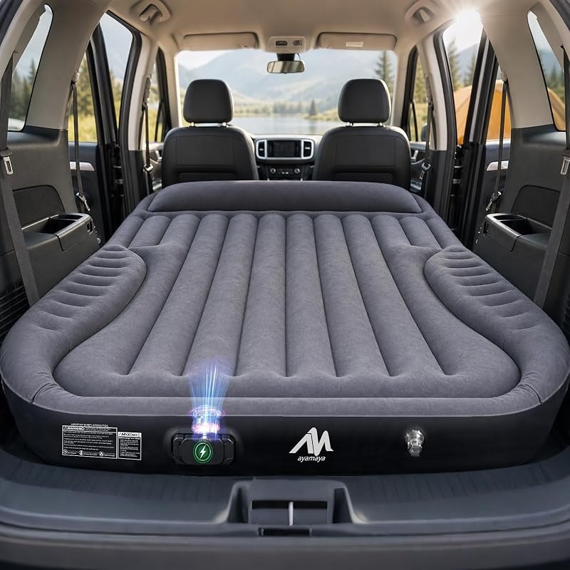 AYAMAYA SUV Air Mattress with Built-in Cordless Rechargeable Air Pump — inflatable camping mattress for inflatable