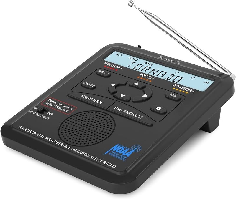 DreamSky Weather Radio NOAA Alert with Battery Backup & FM Radio for Home — Smart Weather Alert System for smart